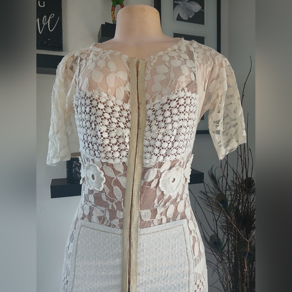 Byron Lars Cream Lace  Sleeve Dress - Picture 8 of 16